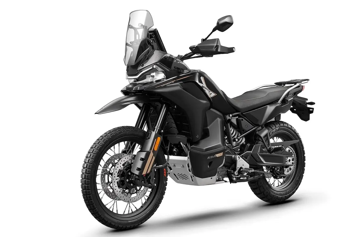 CFMOTO 800MT-X Nebula Black left 45-degree studio view